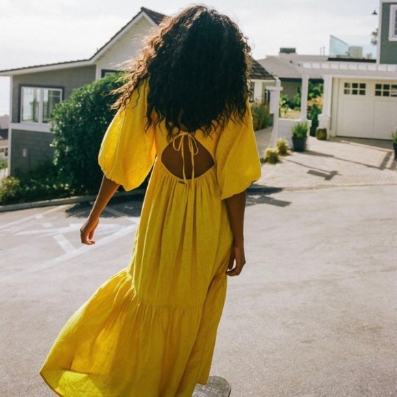 Billabong Dream Chaser Yellow Sun Open Back Maxi Dress - Picture 2 of 15